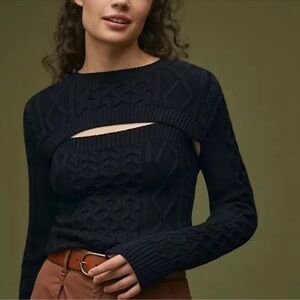 Anthropologie cable-knit sweater shrug top Sz M